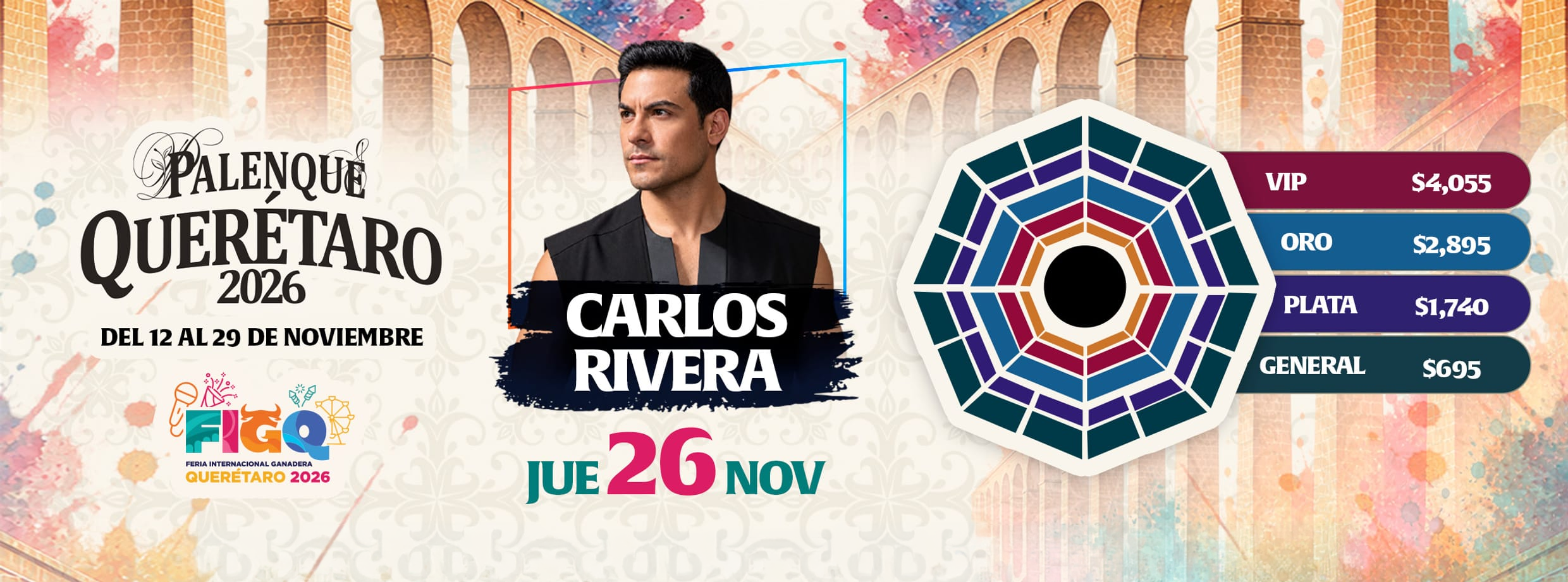 boletos Carlos Rivera Palenque Querétaro 2026